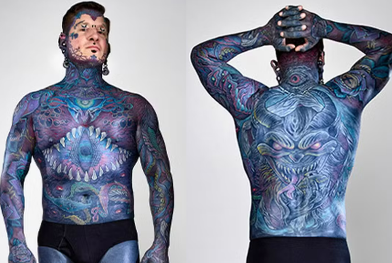 Homem mais tatuado do mundo, segundo o Guiness 