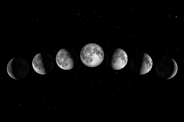 A ilumina&ccedil;&atilde;o da superf&iacute;cie lunar muda gradualmente conforme o sat&eacute;lite percorre sua &oacute;rbita ao redor da Terra 