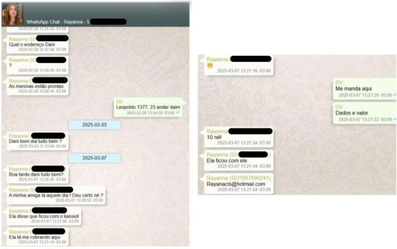 Mulher identificada como Rayanna cobrou Vorcaro sobre pagamento ap&oacute;s dizer que amiga 'ficou com kassio'