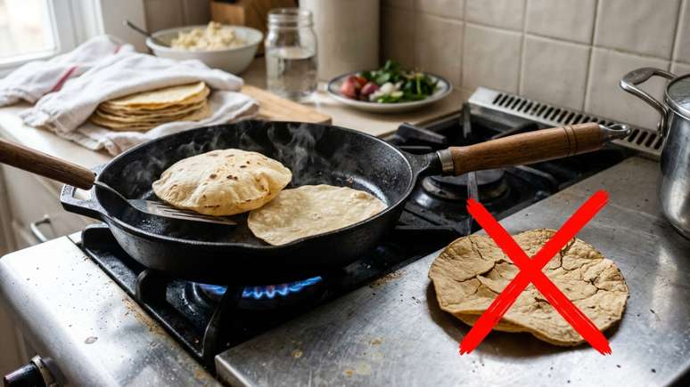 Deixar as tortilhas expostas ao ar livre compromete a elasticidade e a qualidade da refei&ccedil;&atilde;o.
