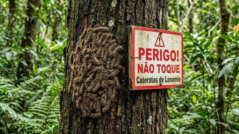 Observar troncos antes de tocar ajuda a evitar acidentes com lonomias