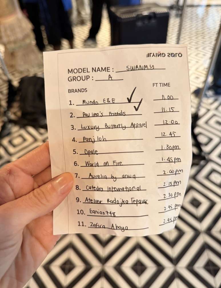 Lista de fiting de Swanmy Sampaio na semana de moda de Nova York 