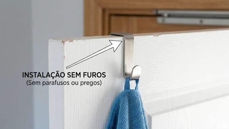 Organizadores suspensos e ganchos remov&iacute;veis garantem armazenamento vertical pr&aacute;tico sem fazer furos.