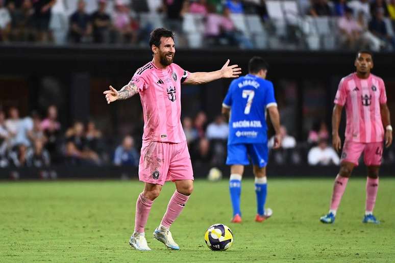 Messi abriu a contagem na vit&oacute;ria do Inter Miami, diante do Cruz Azul, pela decis&atilde;o da Campeones Cup &ndash;
