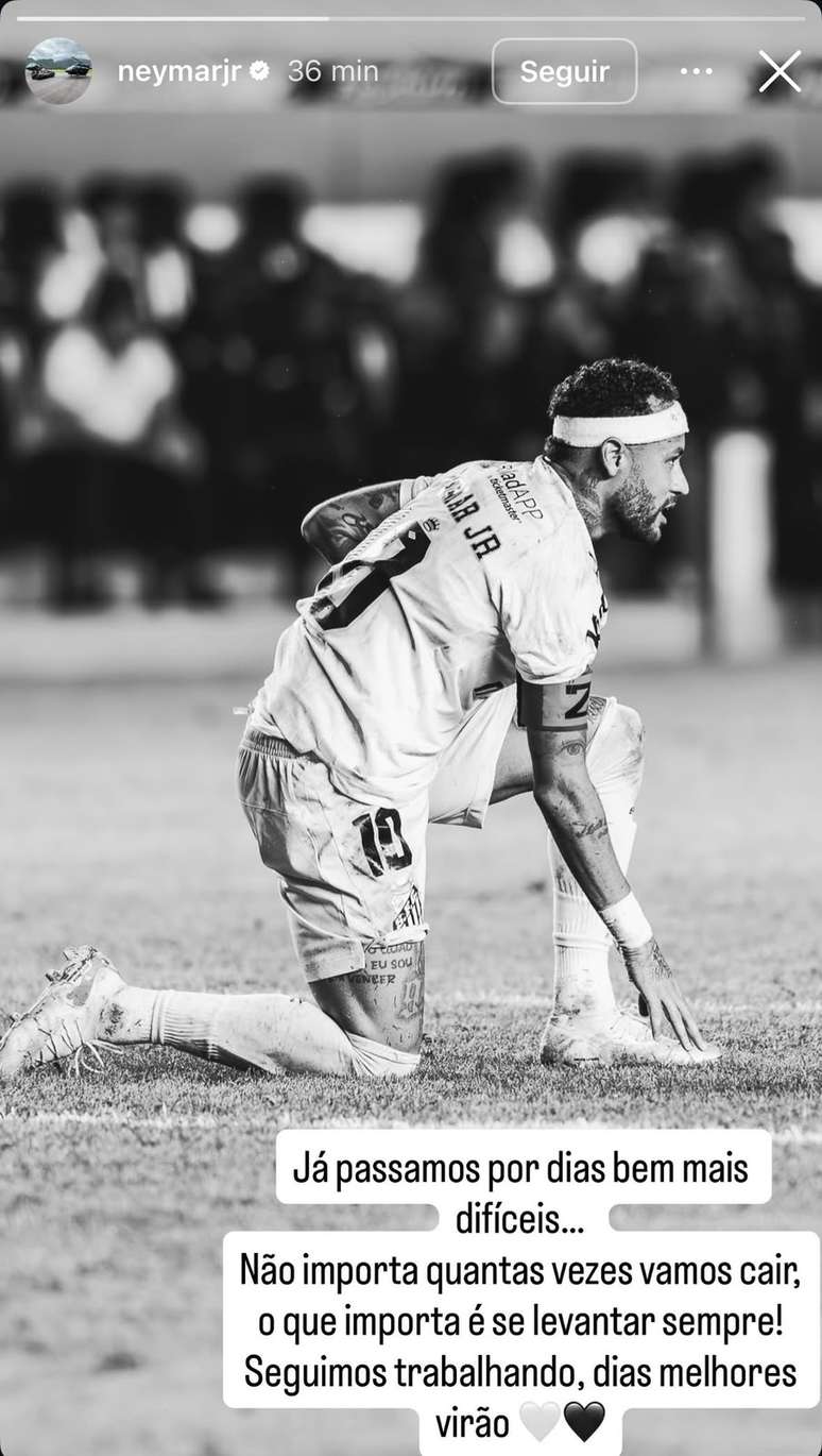 Neymar se pronunciou nas redes sociais ap&oacute;s elimina&ccedil;&atilde;o do Santos