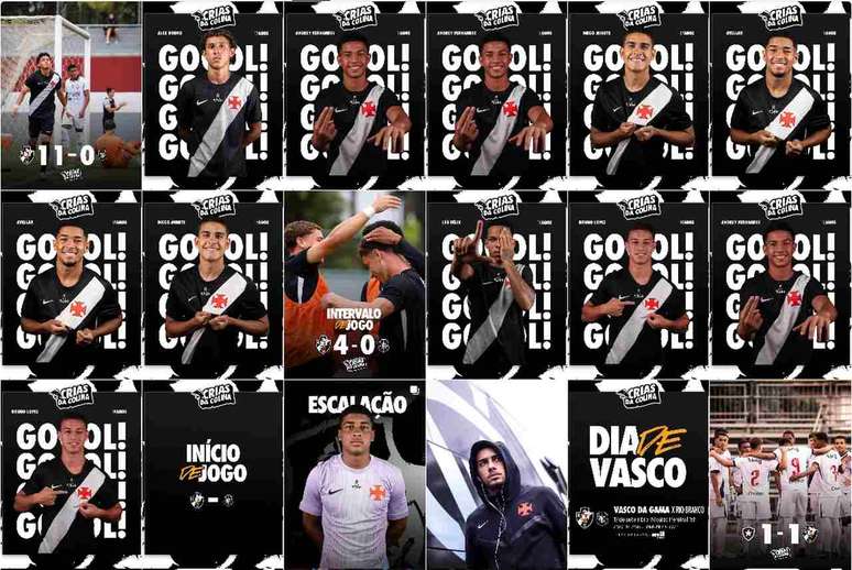 Redes sociais do Vasco mostram como foram as postagens da chuva de gols &ndash;