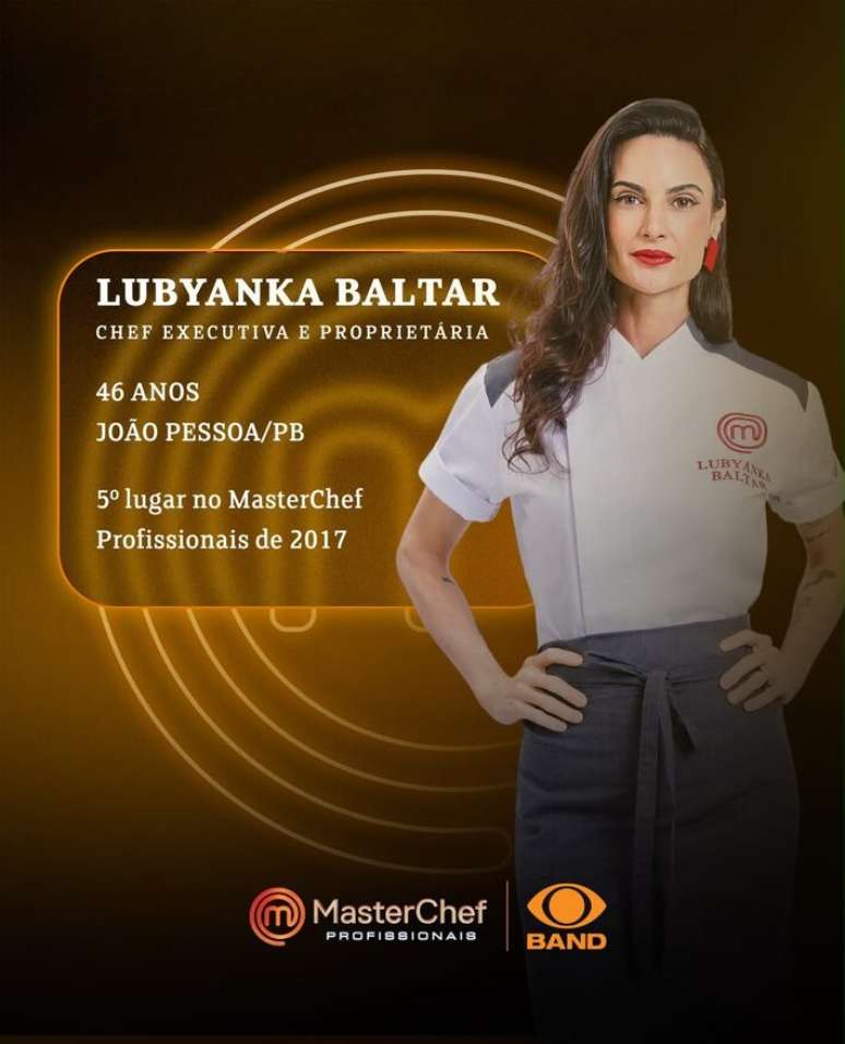 Lubyanka Baltar retorna ao reality culin&aacute;rio da Band
