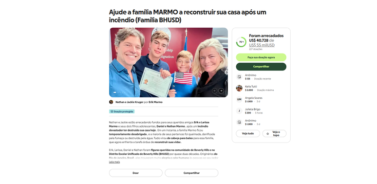 Ex-Globo Erik Marmo arrecada mais de R$ 200 mil em vaquinha para reconstruir sua casa ap&oacute;s inc&ecirc;ndio 