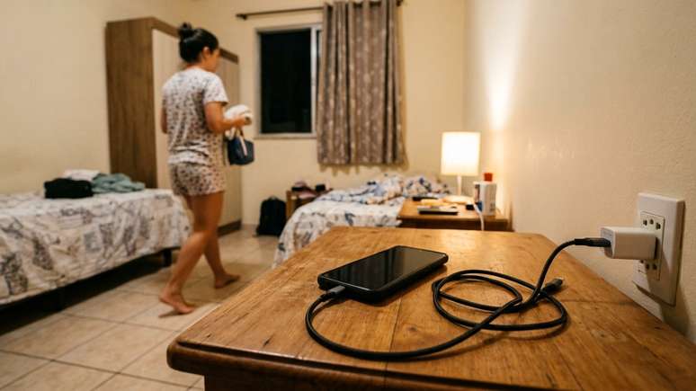 Carregar o celular sobre a cama pode criar condi&ccedil;&otilde;es inadequadas de ventila&ccedil;&atilde;o.
