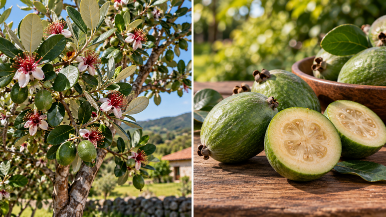 Por que a feijoa ficou famosa na Nova Zel&acirc;ndia? Entenda a origem da goiaba-serrana, como &eacute; o fruto e quais caracter&iacute;sticas tornam essa planta t&atilde;o diferente.