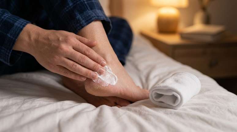 A ureia aparece com frequ&ecirc;ncia em produtos para os p&eacute;s porque ajuda a reter &aacute;gua e tamb&eacute;m pode amolecer a camada de pele mais espessa.