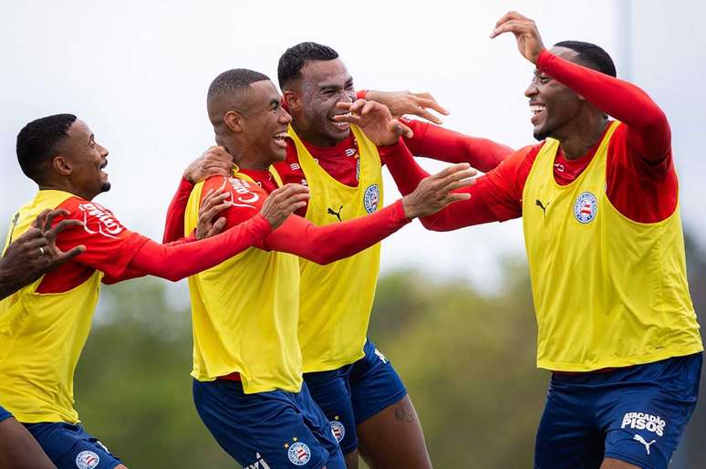 Jogadores brincam durante treino do Bahia &ndash; Divulga&ccedil;&atilde;o/Bahia
