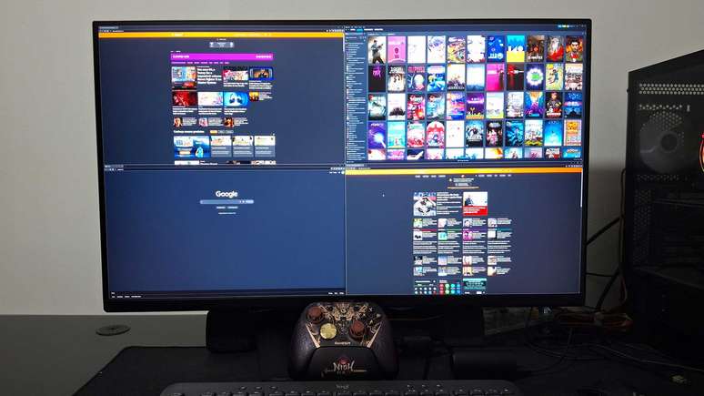 Usar o desktop em 6K permite abrir v&aacute;rias janelas e ainda sobra espa&ccedil;o. O lado negativo &eacute; que os textos ficam muito pequenos