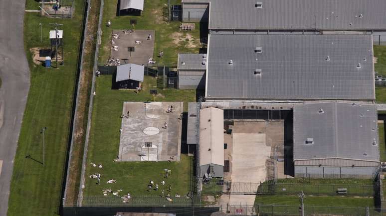 Imagem a&eacute;rea do Richwood Correctional Center, um centro de deten&ccedil;&atilde;o do ICE, em Monroe, Louisiana, em 9 de abril de 2025.