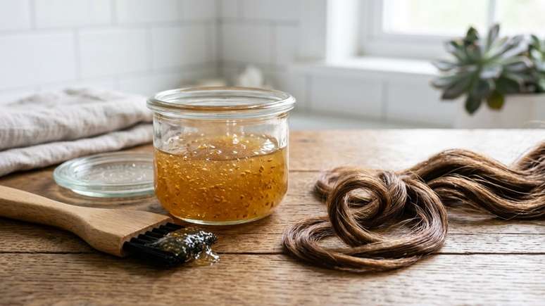 A mucilagem vegetal presente nas sementes facilita o deslizamento do pente e protege o cabelo contra a quebra di&aacute;ria.