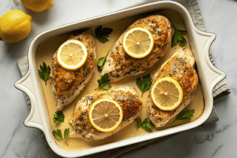 Frango assado ao lim&atilde;o 