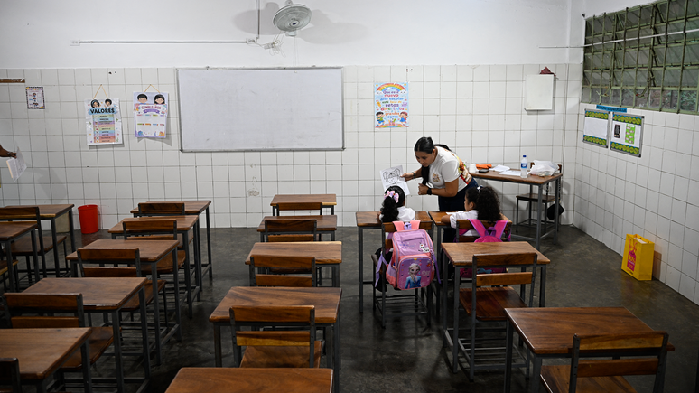Sala de aula em uma escola de La Guaira, no dia 15 de setembro