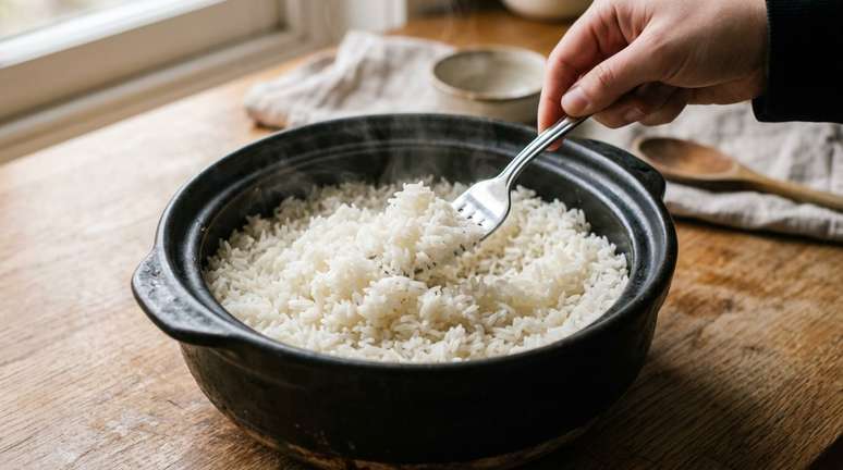 Para uma panela dom&eacute;stica, uma colher de sopa costuma ser suficiente para v&aacute;rias por&ccedil;&otilde;es de arroz.