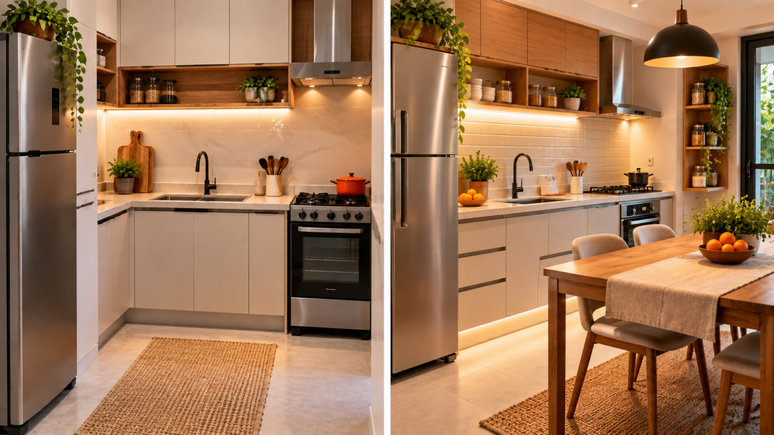 Uma cozinha bonita tamb&eacute;m precisa funcionar bem. Confira estrat&eacute;gias de planejamento para distribuir m&oacute;veis, facilitar tarefas e evitar bloqueios na circula&ccedil;&atilde;o.