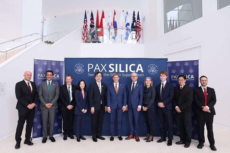 C&uacute;pula Pax Silica, encontro privado voltado &agrave; economia da IA no Instituto Donald J. Trump para a Paz, em 12 de dezembro de 2025, em Washington, DC.