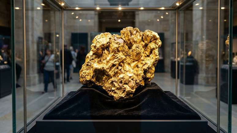 A beleza r&uacute;stica da pepita de ouro atesta sua origem plenamente genu&iacute;na moldada pelas for&ccedil;as geol&oacute;gicas da crosta terrestre.