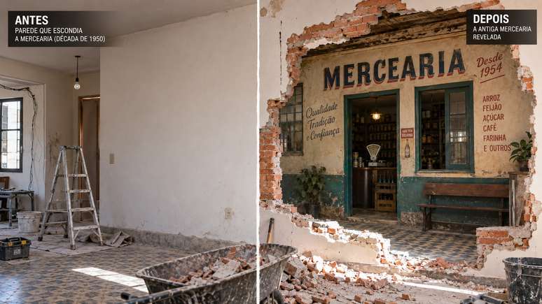 Fotografias antigas confirmaram a hist&oacute;ria escondida naquela parede