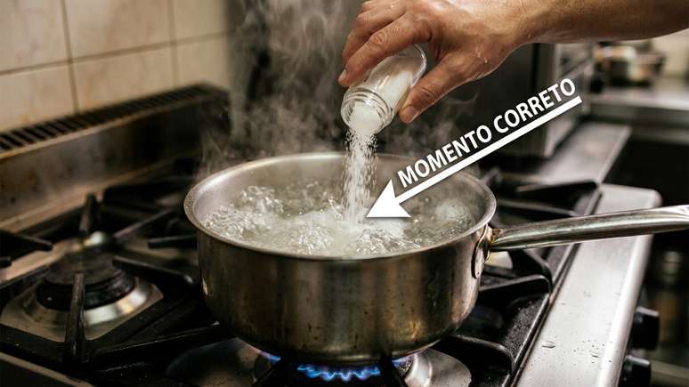 O cozimento em &aacute;gua abundante com salinidade adequada permite que o amido retenha o gosto por completo.