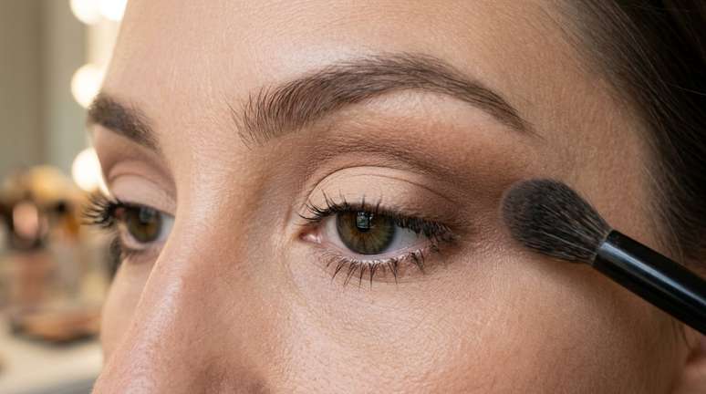 O melhor jeito &eacute; fazer a maquiagem com os olhos abertos e olhando diretamente para o espelho.
