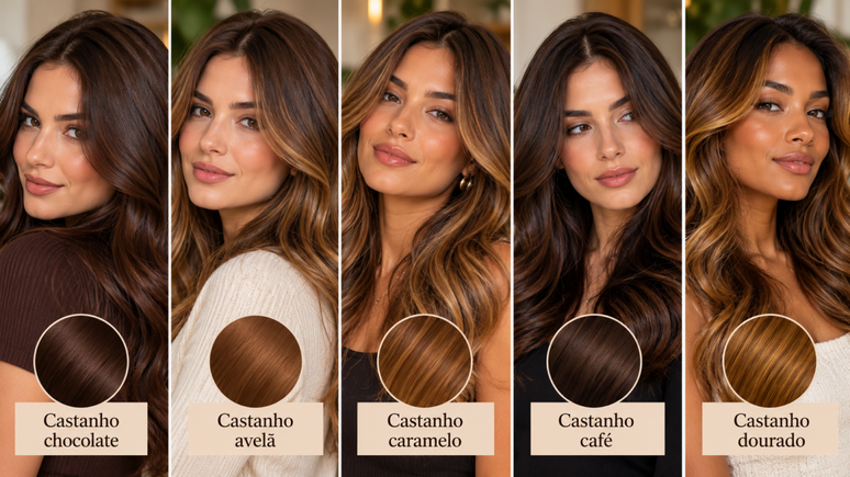 Cinco tons de castanho podem transformar a apar&ecirc;ncia de forma sutil. Veja quais nuances combinam com diferentes peles e criam reflexos naturais.