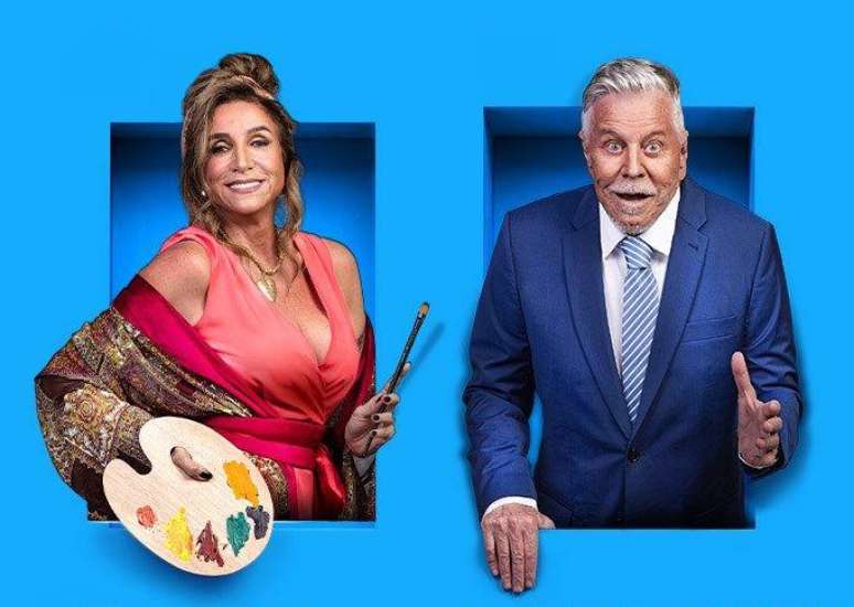 Marisa Orth e Miguel Falabella em detalhe de cartaz da pe&ccedil;a Quando Menos se Espera, em exibi&ccedil;&atilde;o em Lisboa