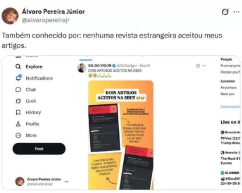 Comemora&ccedil;&atilde;o de Gil motivou uma rea&ccedil;&atilde;o ir&ocirc;nica de &Aacute;lvaro no X