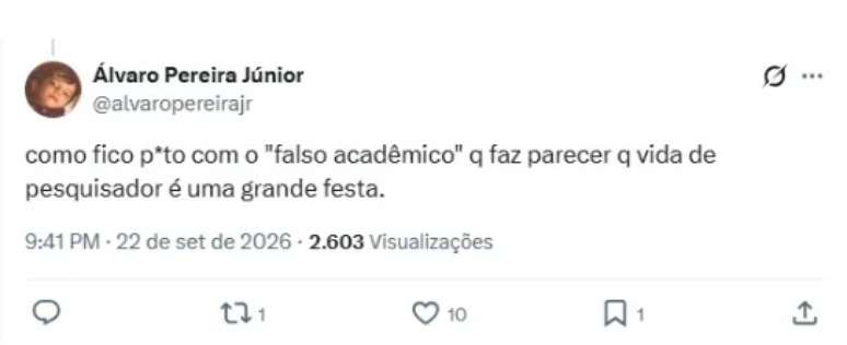 &Aacute;lvaro voltou a criticar a forma como Gil apresenta a rotina ligada &agrave; pesquisa acad&ecirc;mica