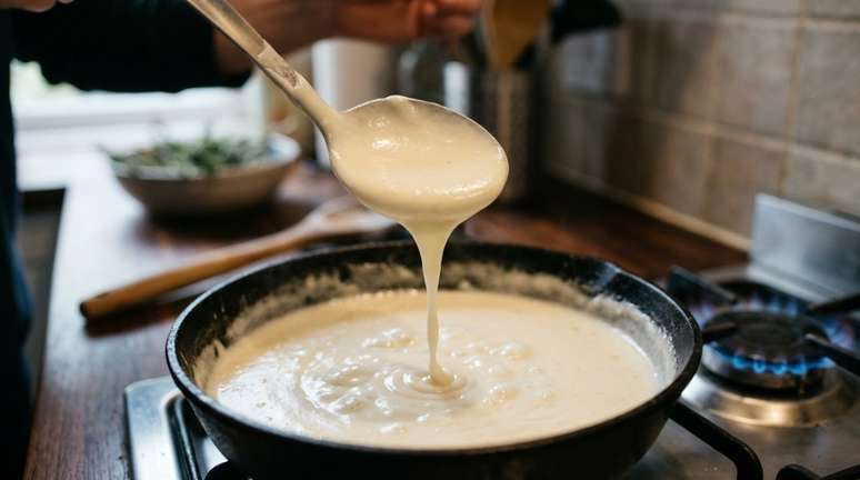 Uma refer&ecirc;ncia simples usa 50 g de manteiga, 50 g de farinha de trigo e aproximadamente 500 ml de leite.