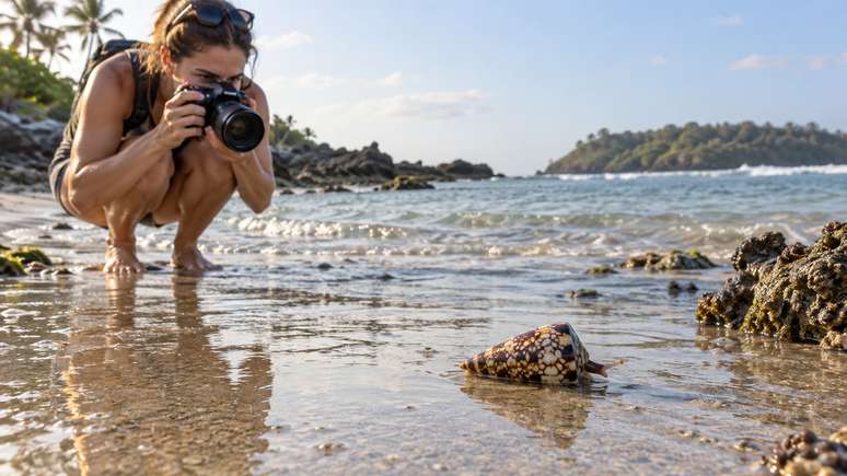 Animais marinhos desconhecidos devem ser observados sem manipula&ccedil;&atilde;o.