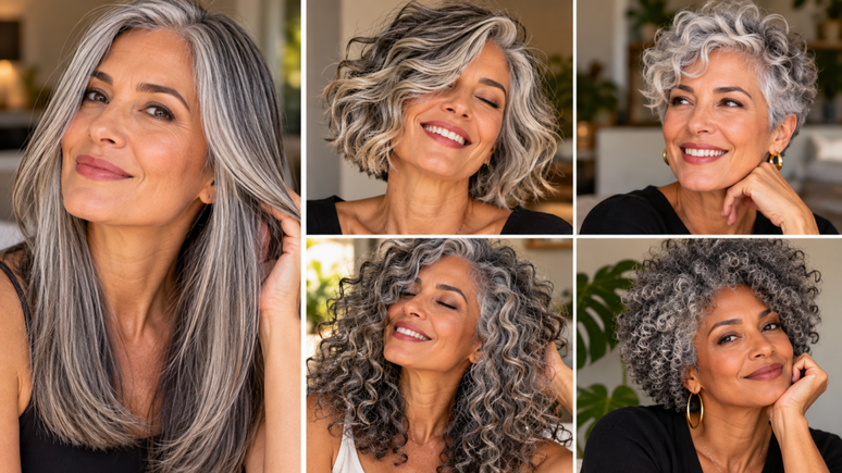 O grisalho pode ficar mais alinhado, macio e luminoso com a finaliza&ccedil;&atilde;o certa. Conhe&ccedil;a 5 t&eacute;cnicas adaptadas a diferentes texturas de cabelo.