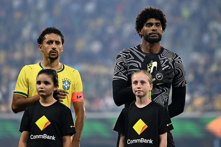 Marquinho e Hugo Souza no duelo amistoso entre Brasil e Austr&aacute;lia