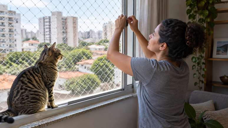 Nem toda abertura estreita &eacute; segura para um gato.