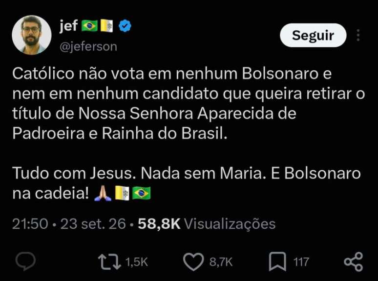 Publica&ccedil;&atilde;o do influenciador Jeferson de Oliveira Monteiro, autor da perfil governista 'Dilma Bolada', foi feita &agrave;s 21h50 de quarta-feira, 23
