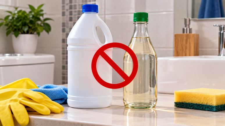 Misturou &aacute;gua sanit&aacute;ria com vinagre por acidente? Saiba por que a rea&ccedil;&atilde;o pode liberar g&aacute;s irritante e quais medidas tomar diante de sintomas de exposi&ccedil;&atilde;o.