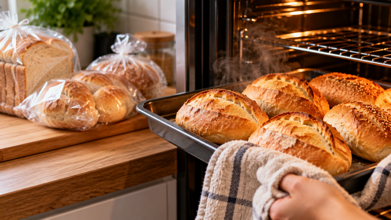 P&atilde;o congelado pode ir direto ao forno? Entenda quando isso funciona, como recuperar a crosta e quais cuidados evitam que o miolo fique seco.