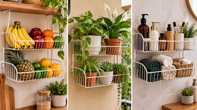 Escorredor antigo parado na cozinha? Aprenda a reaproveitar a pe&ccedil;a como suporte para vasos, frutas ou objetos leves sem desperdi&ccedil;ar material.