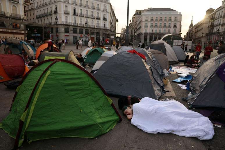 Acampamento na Puerta del Sol