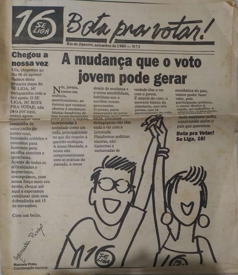 Jornal que Manuela Pinho e colegas fizeram na segunda etapa da campanha, com o intuito de estimular o voto