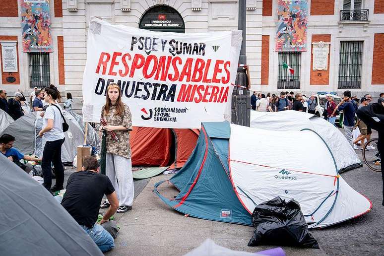 Acampamento na Puerta del Sol