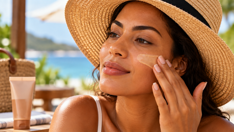 Protetor solar com cor n&atilde;o serve apenas para uniformizar a pele. Entenda como os pigmentos podem acrescentar prote&ccedil;&atilde;o contra a luz vis&iacute;vel no melasma.