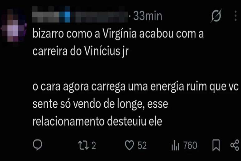 Torcedores afimam que namoro de Vini Jr. e Virginia Fonseca est&aacute; atrapalhando o jogo do atleta