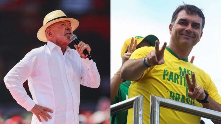 Lula e Fl&aacute;vio Bolsonaro em seus primeiros dias oficiais de campanha