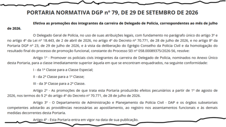 Portaria normativa assinada pelo delegado-geral da Pol&iacute;cia Civil de S&atilde;o Paulo, Arthur Dian