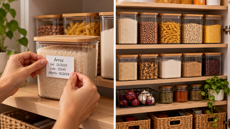 Organizar despensa em potes deixa tudo mais pr&aacute;tico, mas exige aten&ccedil;&atilde;o &agrave; validade. Aprenda uma forma simples de preservar os dados da embalagem.