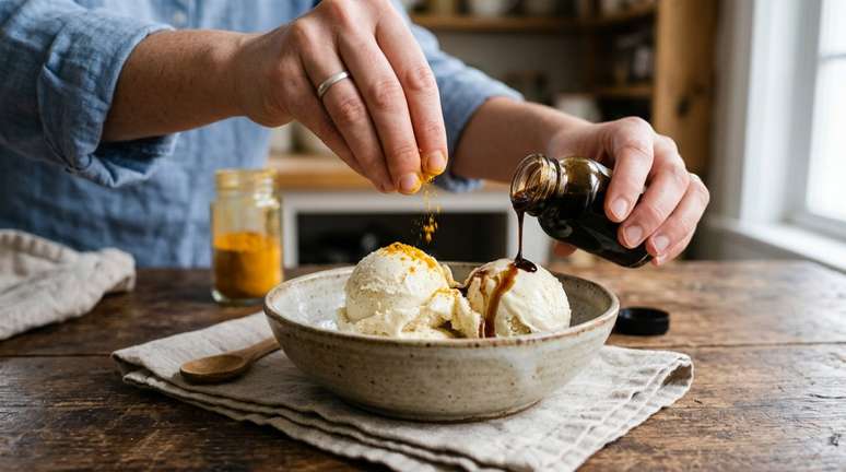 A baunilha tem notas doces, florais e arom&aacute;ticas, enquanto a c&uacute;rcuma acrescenta uma camada mais quente e terrosa.